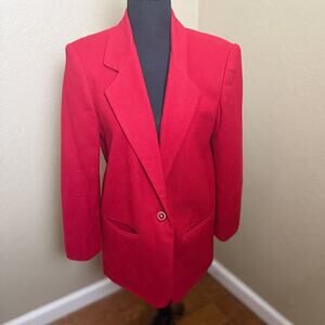 Prophecy Petite Red 100% Wool Blazer Jacket Size 8P Fully Lined One Button